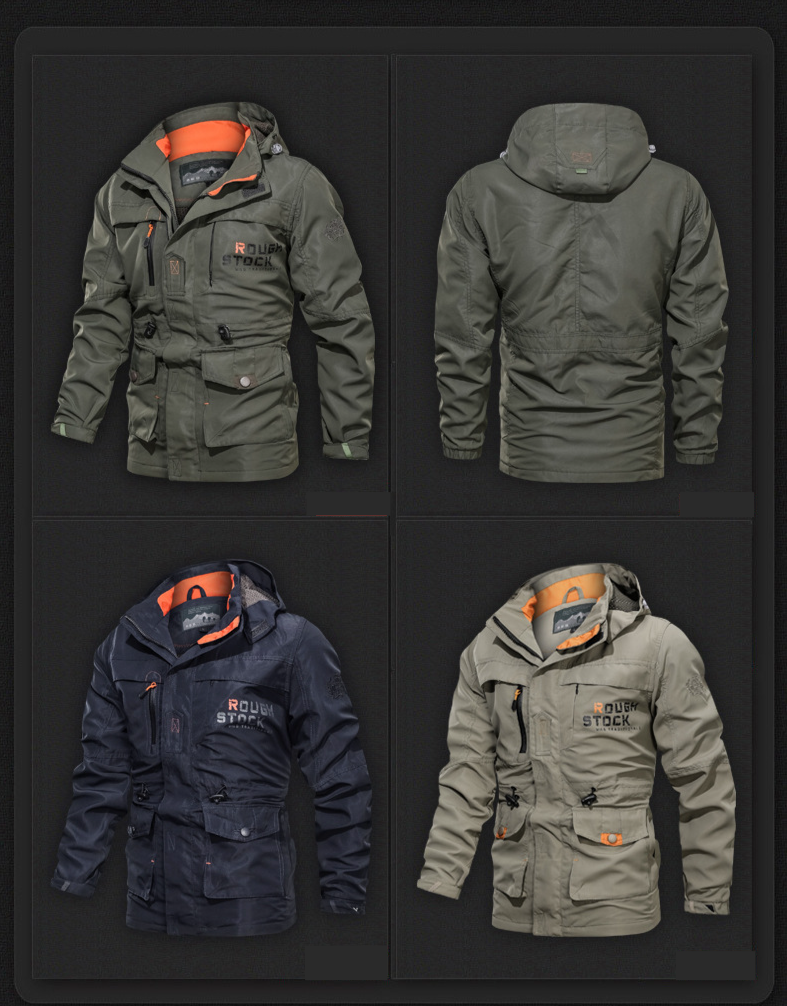 Herrjacka Herr lös vindtät sportarbetsjacka ledig hård skaljacka med huva_voghion.com