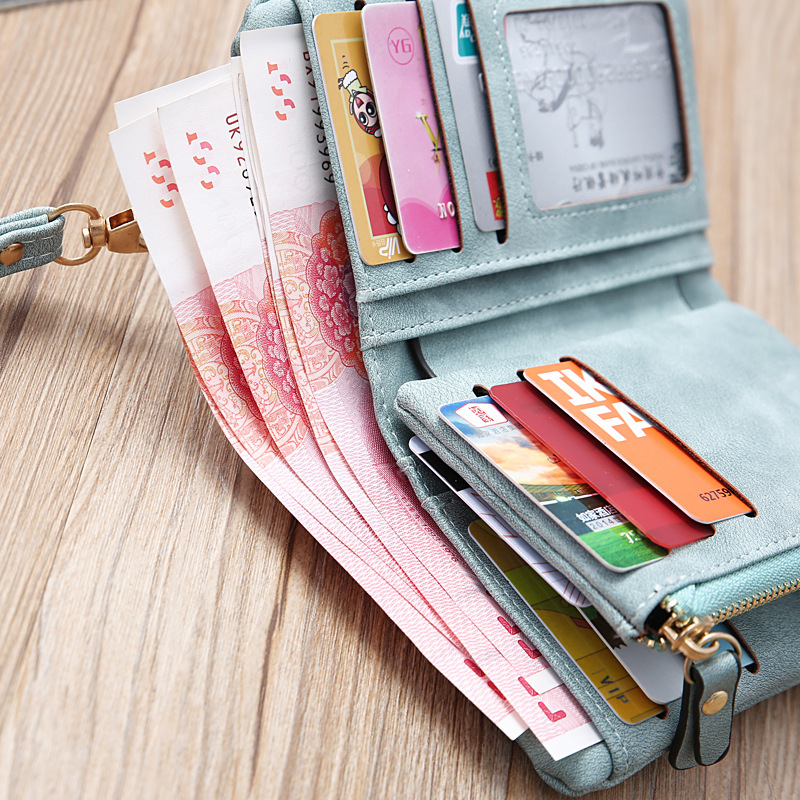 Portamonete piccolo con pochette lunga con cerniera lunga da donna, portafoglio corto opaco retrò in nuova versione coreana_voghion.com