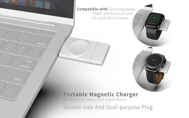 Dual interface portable watch charger for Apple Samsung Watch universal wireless charger T316_voghion.com