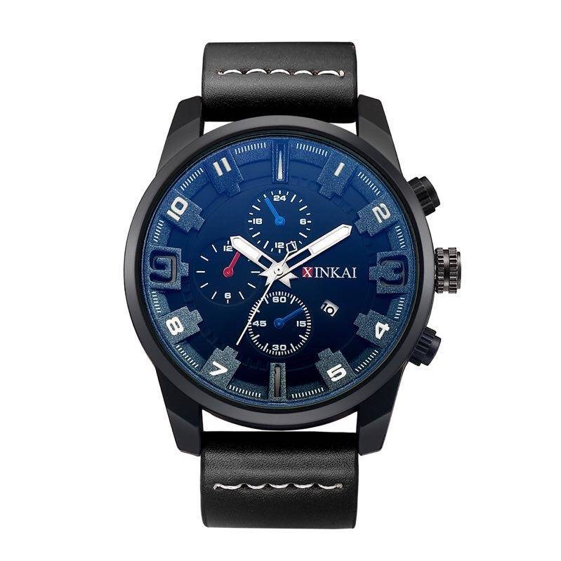 Stijlvolle en moderne stijl, op maat gemaakte gepersonaliseerde wijzerplaat, comfortabele autohechtpolsband, verjaardagscadeau, luxe heren quartzhorloge_voghion.com