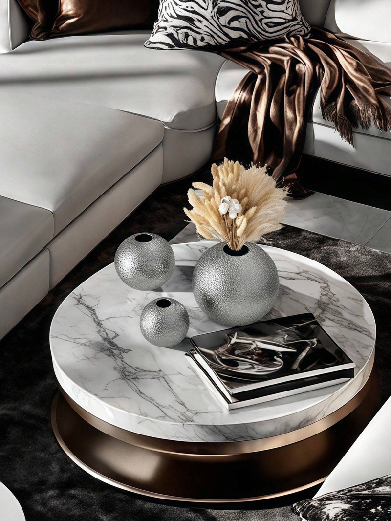 Vase en céramique argenté à pois concaves et convexes, style haut de gamme, idéal pour les décorations de scènes de luxe légères et les compositions florales._voghion.com