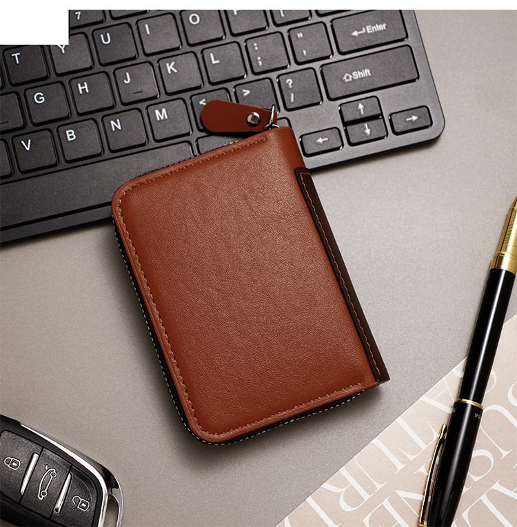 Wallet Card Cases Zipper Card Holder Coin Purse Men's Card Holder Retro Organ Bag Id Bag Retro Business Wallet_voghion.com
