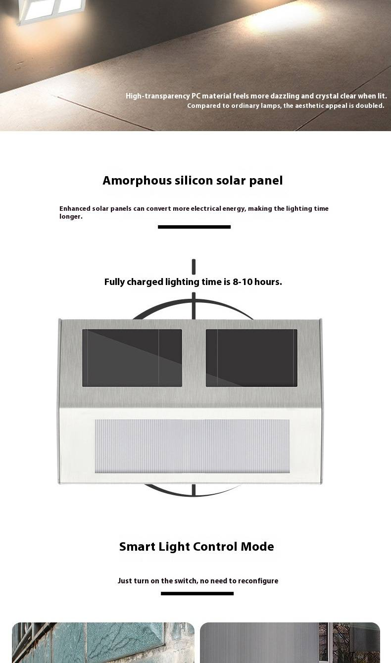 HDH Solar-Stufenleuchten für den Außenbereich, warmweiße LED-Treppenleuchten für Garten, Weg, Zaun, Wand, Terrasse, wasserdichte und energiesparende dekorative Beleuchtung_voghion.com