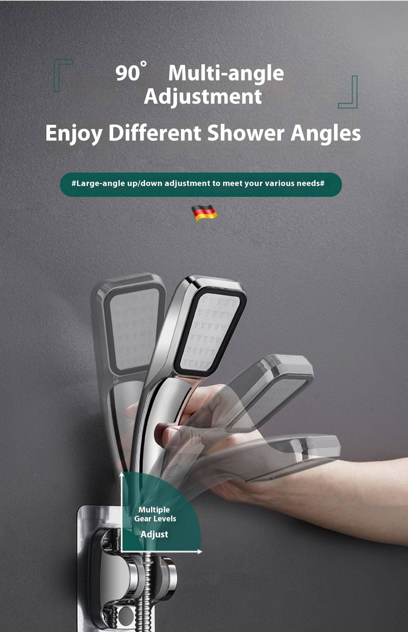 No-Drill Shower Head Holder - Adjustable Universal Suction Cup Mount For Bathroom, Wall/Tile Friendly, ABS Plastic (Black/Silver)_voghion.com