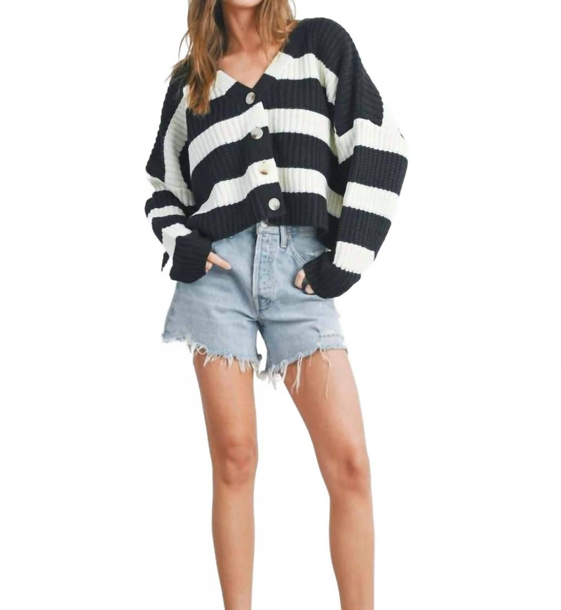Trendy 3D Striped V-Neck Oversized Knit Cardigan – Long Sleeve Open Front Sweater For Women_voghion.com