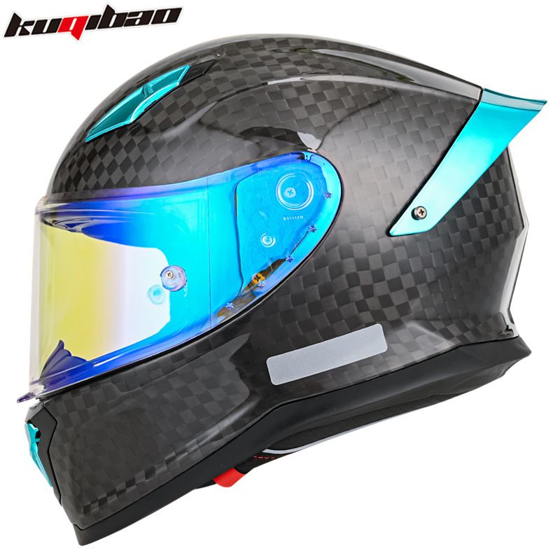 Casco de motocicleta de fibra de carbono KQIPOW: integral, tejido 3K/12K, con certificación DOT y 3C, ligero y de carreras para hombre y mujer._voghion.com