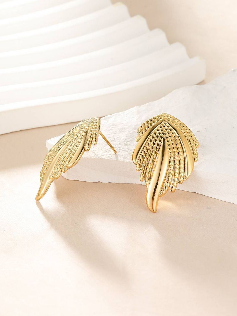 Boucles d'oreilles à feuilles rayées Design Corn Ed_voghion.com