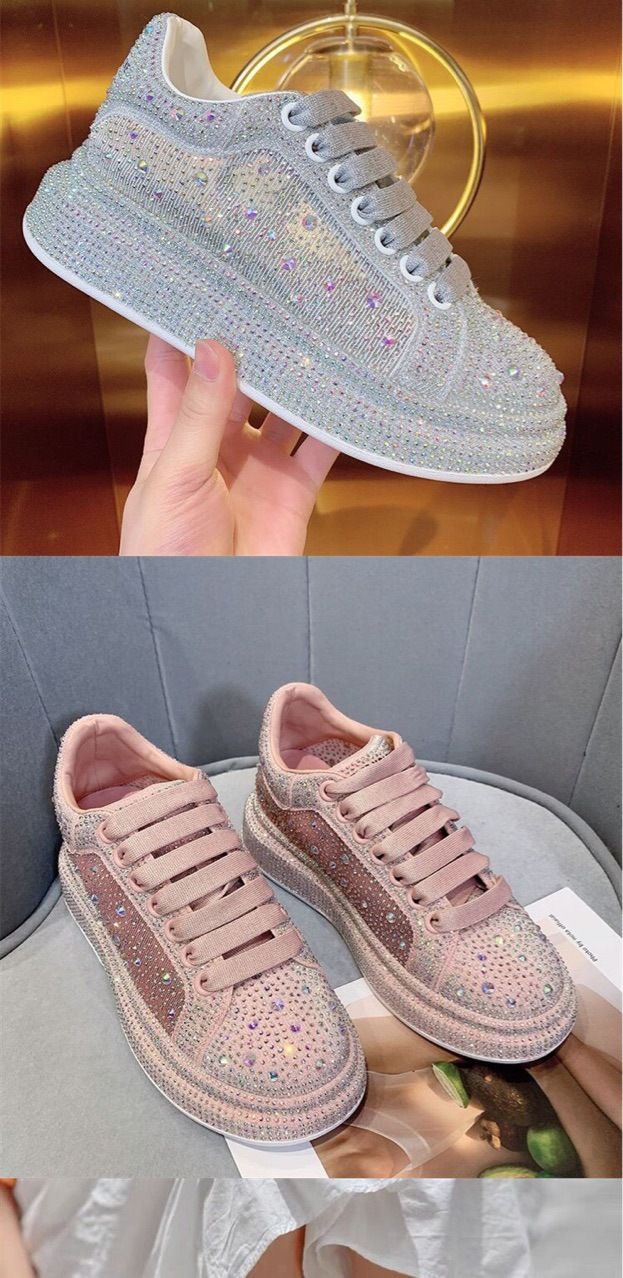2022 Spring New Breathable Mesh Crystal Transparent Full Diamond Trendy Shoes Fashion Versatile Women's Extra Large Size_voghion.com