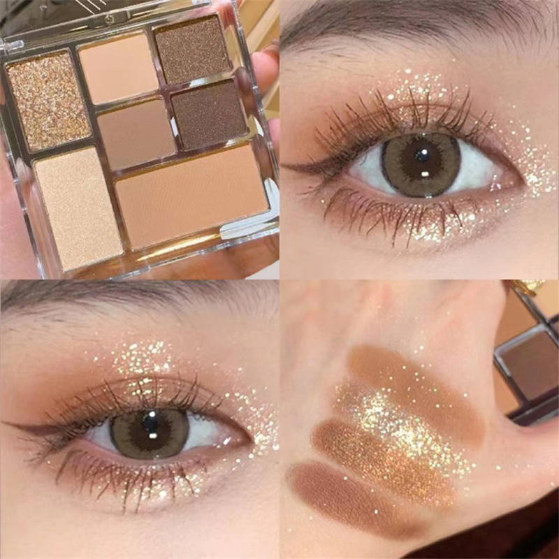 Palette de fard à paupières Rose de sept couleurs, nacrée, mate, scintillante, couleur terre brillante pour les yeux_voghion.com