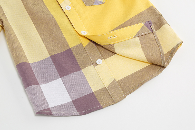 Camisa para niño primavera 2025 nueva a cuadros de moda elegante para niños pequeños de algodón puro traje de verano_voghion.com