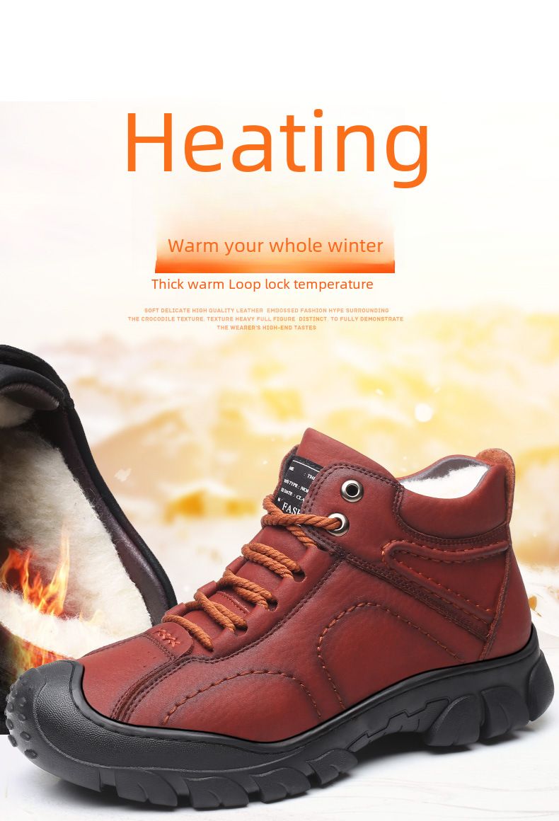 Herrenschuhe Baumwollschuhe Herrenpelzschuhe Wollwinter Fleece-gefütterte warme verdickte High-Top Anti-Rutsch-Schneestiefel für Herren im Nordosten_voghion.com