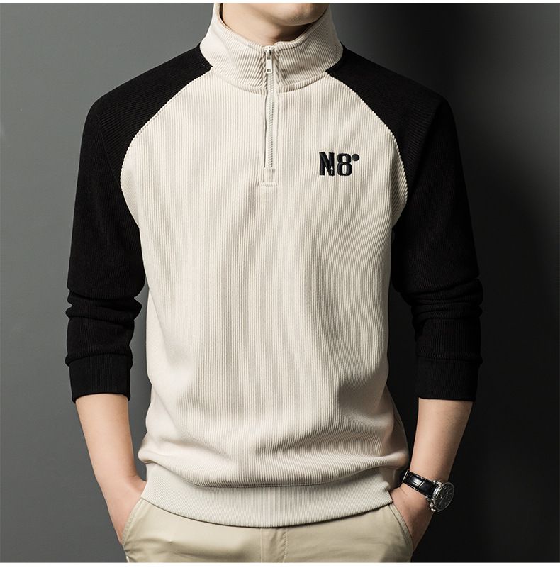 Felpa da uomo con collo alto e fodera in pile - Pullover oversize in stile coreano con design con cerniera, caldo abbigliamento casual invernale_voghion.com