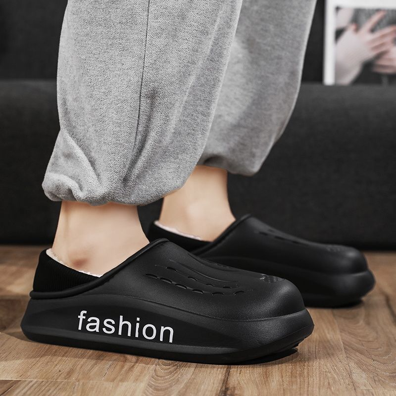 Borsa per coppia in Eva con suola spessa di grandi dimensioni con pantofole impermeabili da uomo, indossa scarpe di cotone calde all'esterno in autunno e inverno_voghion.com