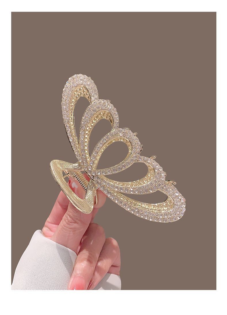 Clemă de păr premium pentru femei, cu strasuri mari, cu coroană, temperament dulce și elegant, în spatele capului, cu placă de păr pentru rechin_voghion.com