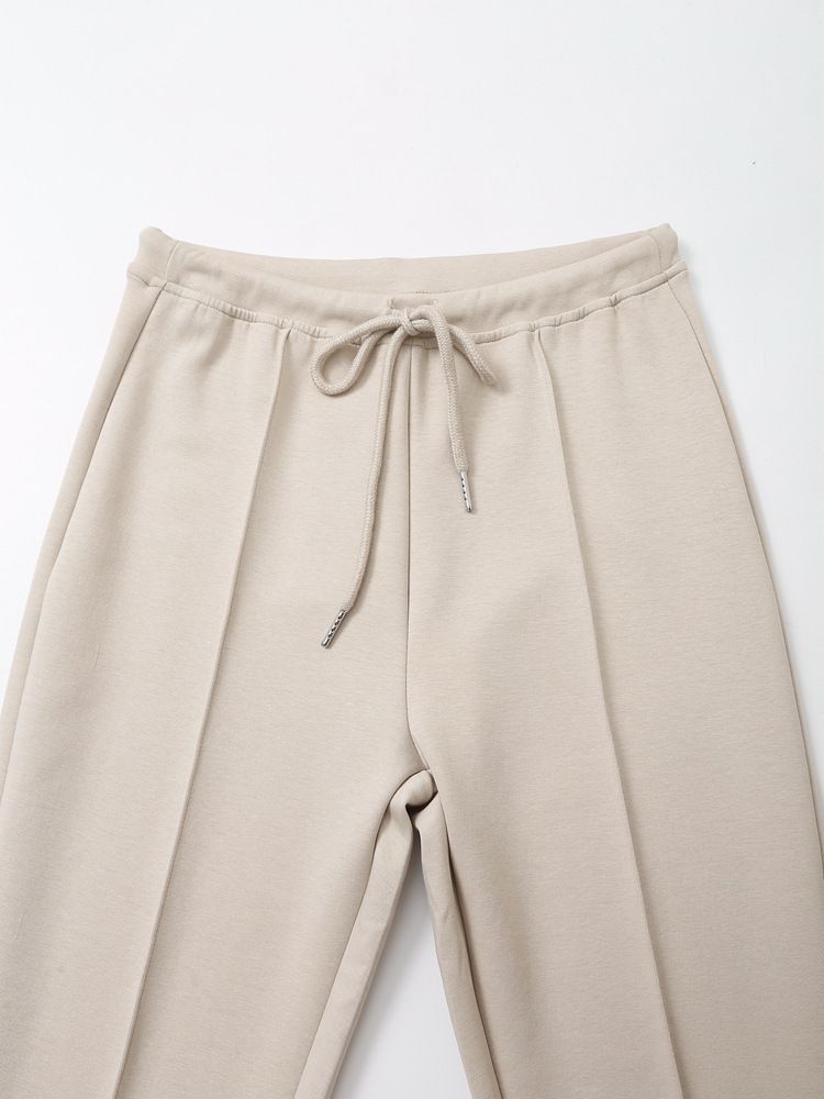 Frae Kleeder Stil Stitch Dekoratioun Elastesch Taille Doppelsäiteg Stoff Bell Bottom Hosen Zipper Sweatshirt Kostüm_voghion.com