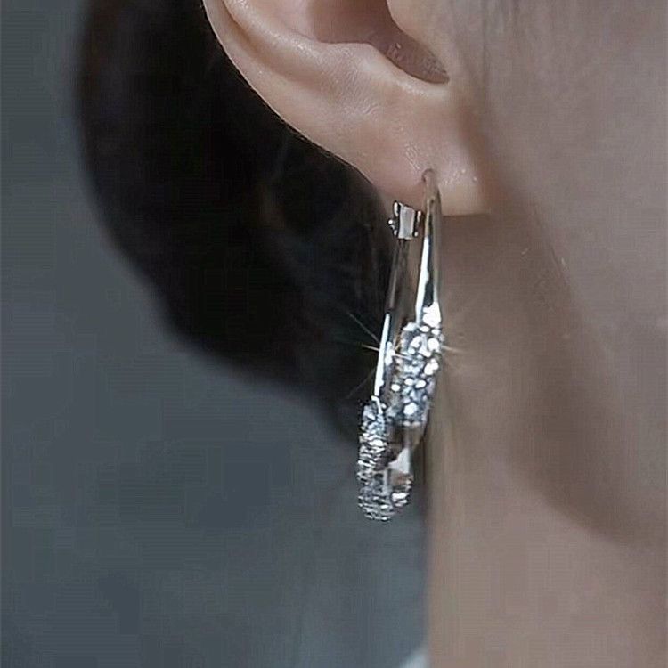 Orecchini Premium in Argento con Zircone, Grandi Orecchini a Cerchio da Donna, Nuovi Orecchini a Cerchio con Temperamento Leggero e di Lusso, Popolari, 2024_voghion.com