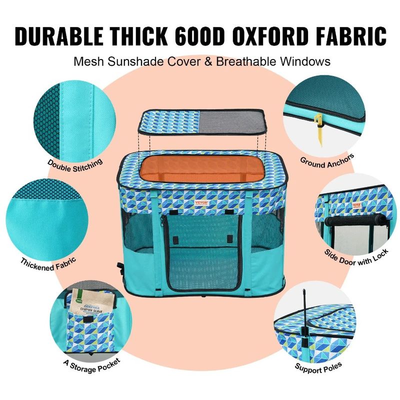 22'' Crate Foldable For Portable 32'' Cat 600D Puppy Dog Remov X Kennel X Playpen Cloth Dog Waterproof Oxford Pet Playpen 24''_voghion.com