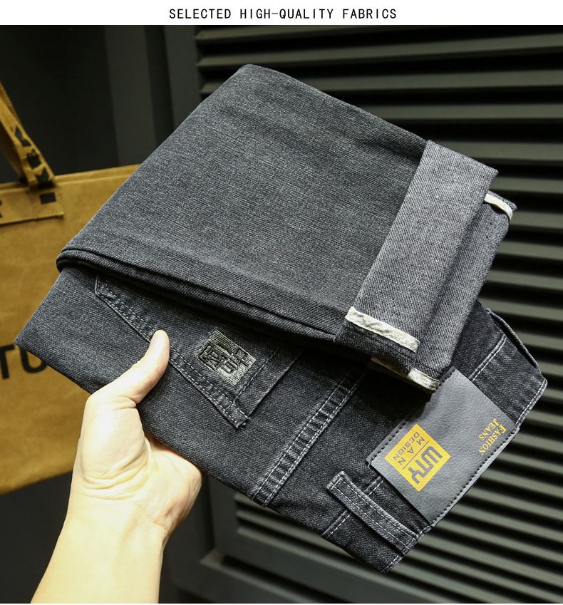 2023 herbst Neue Stickerei Mode Für Männer Slim Jeans Stretch Komfortable Klassische Stil Kleine Füße Denim Hose Männlichen_voghion.com