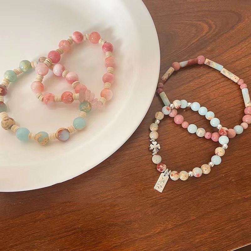 Nouveau bracelet minimaliste en perles de dopamine chinoises pour femme, style macaron, bijou polyvalent et coloré._voghion.com