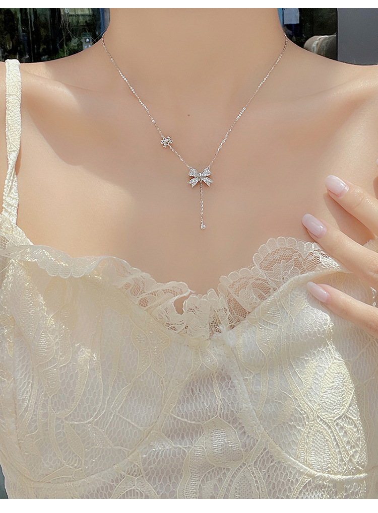 Collana con fiocco per donna Collana con ciondolo con fiocco alla moda Regalo di gioielli per donne e ragazze_voghion.com