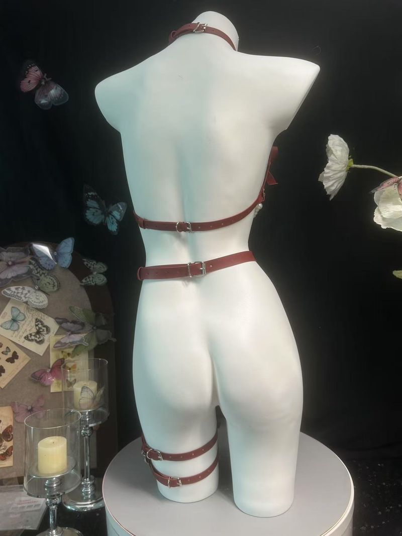 LuvBox Xiyun Cross-Border Set Sexy Pearl Leather Corset Waist Trainer One-Piece Restraint Belt Couple Lingerie Matching_voghion.com