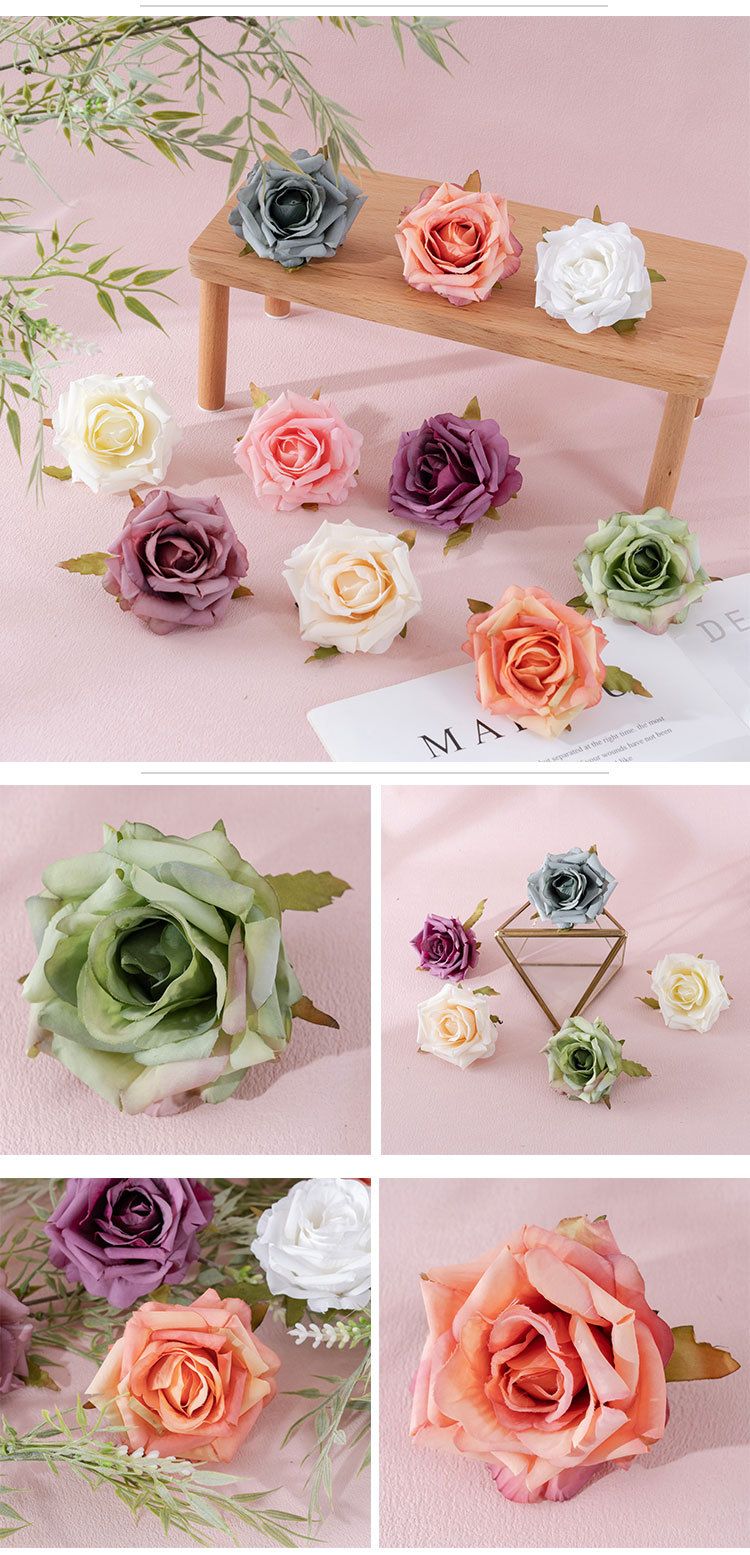 Fiore artificiale stile INS curling rosa testa di fiore scatola di fiori decorazione della casa matrimonio transfrontaliero fiore artificiale all'ingrosso MW07301_voghion.com