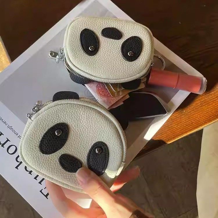 Portafoglio piccolo in vera pelle per donna 2025, nuovo panda, simpatico cartone animato, borsa portaoggetti, portafoglio, monete e chiavi, grande capacità_voghion.com