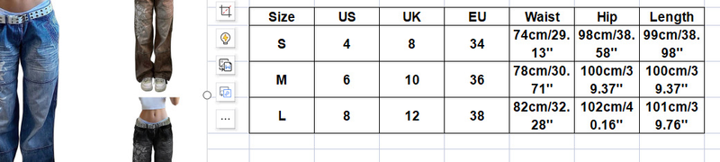 Pantaloni larghi da donna con stampa irregolare, jeans multicolori effetto lavato, a vita bassa, plissettati_voghion.com