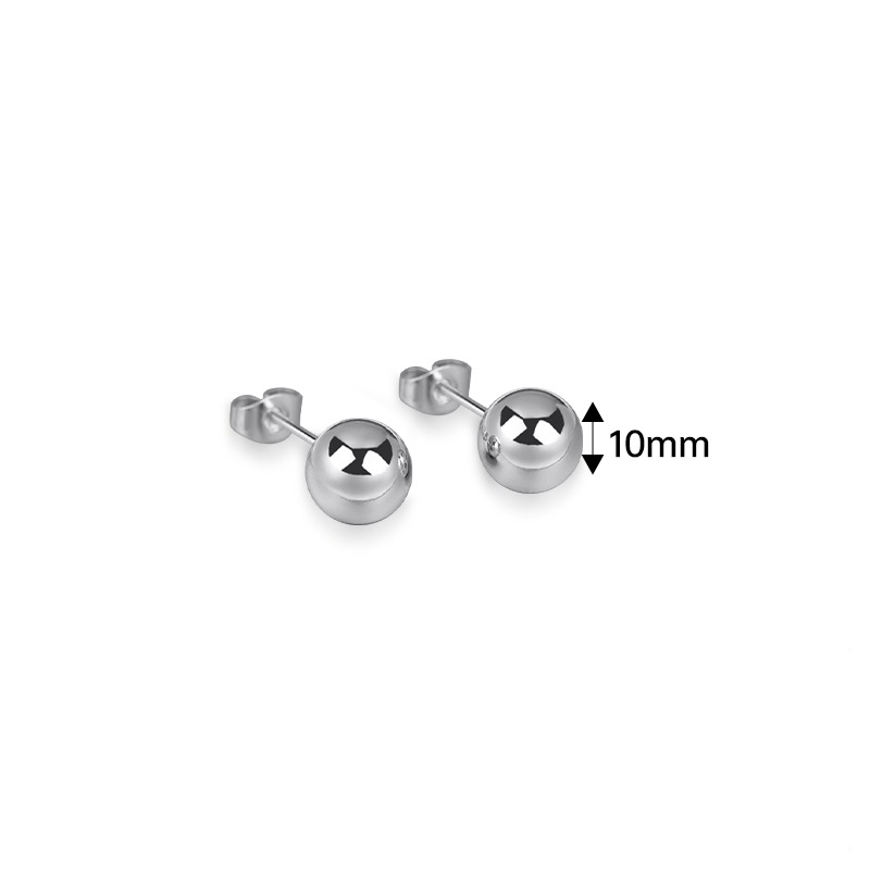 Orecchini con perline rotonde personalizzati, orecchini a fagiolo, orecchini a spillo da 2,8 mm in acciaio inossidabile elettroplaccato per donna e uomo, orecchini in acciaio al titanio_voghion.com