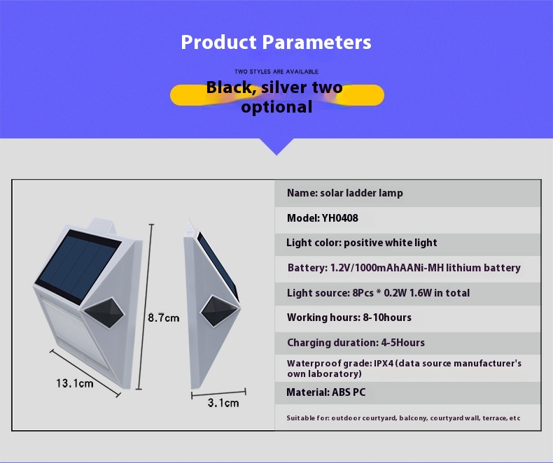 Lampy solarne Lampy ogrodowe zewnętrzne automatycznie zapalają się po zmroku Wodoodporne lampy ścienne do domu Lampy solarne na schody ogrodowe_voghion.com