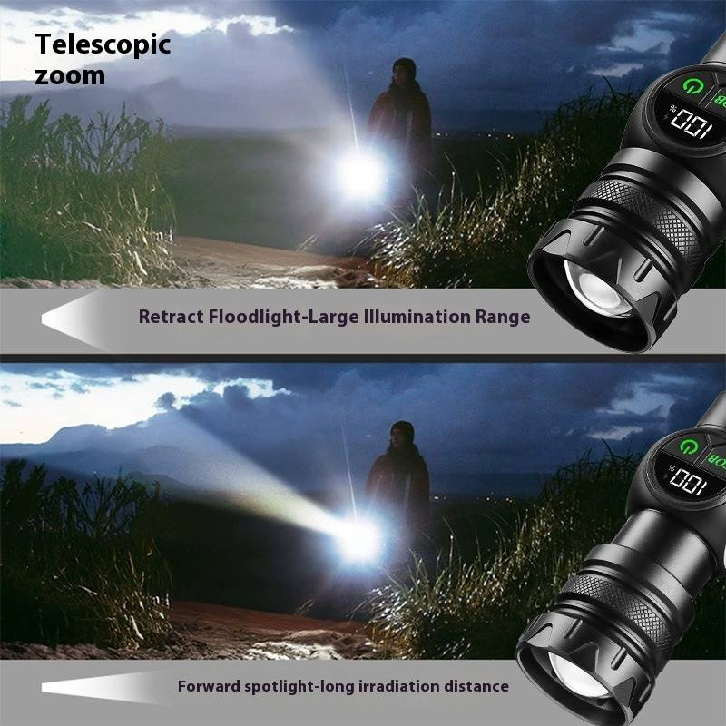 Wiederaufladbare LED-Taschenlampe – 1200 Lumen, superhell, zoombarer Fokus, Aufladen über USB, leichtes Kunststoffgehäuse für Camping, Wandern und Notfälle_voghion.com