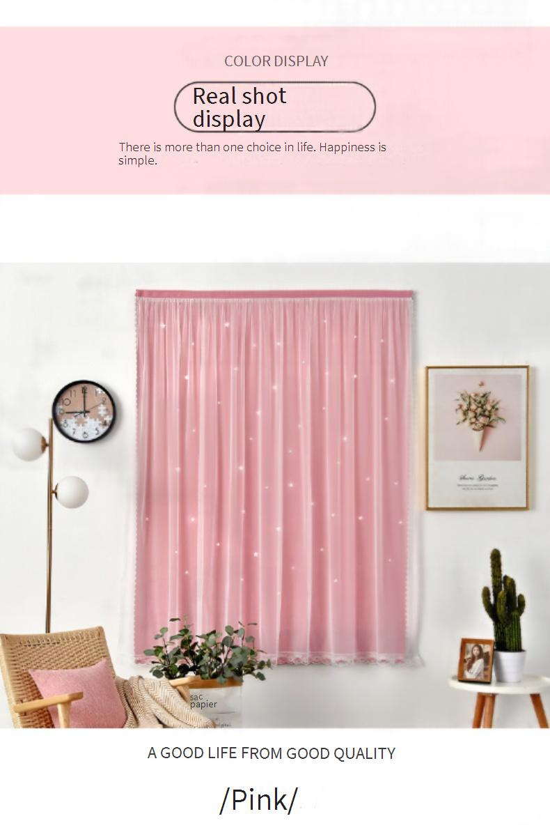 Star Cutout Blackout Curtains - No Drill Magic Tape Self-Adhesive Window Treatment (Lace Trim Light Filtering Easy Install 52x84 Inch)_voghion.com