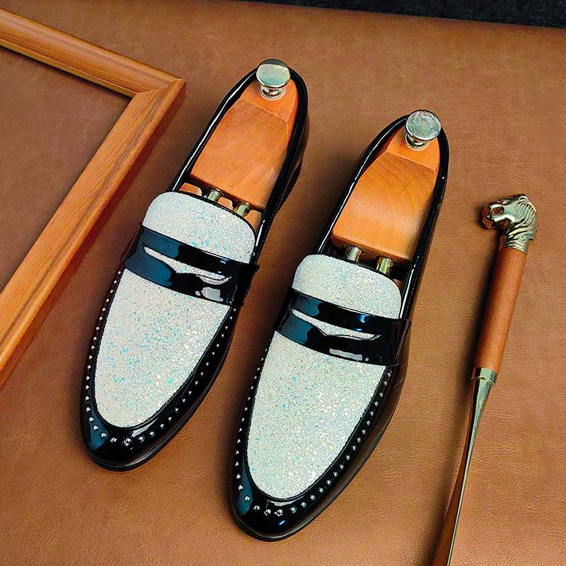 New Colored Banquet Dress Business Men's Shoes With One Foot Pointed Toe Casual Loafers Korean Style Trendy British Style Wedding Shoes_voghion.com