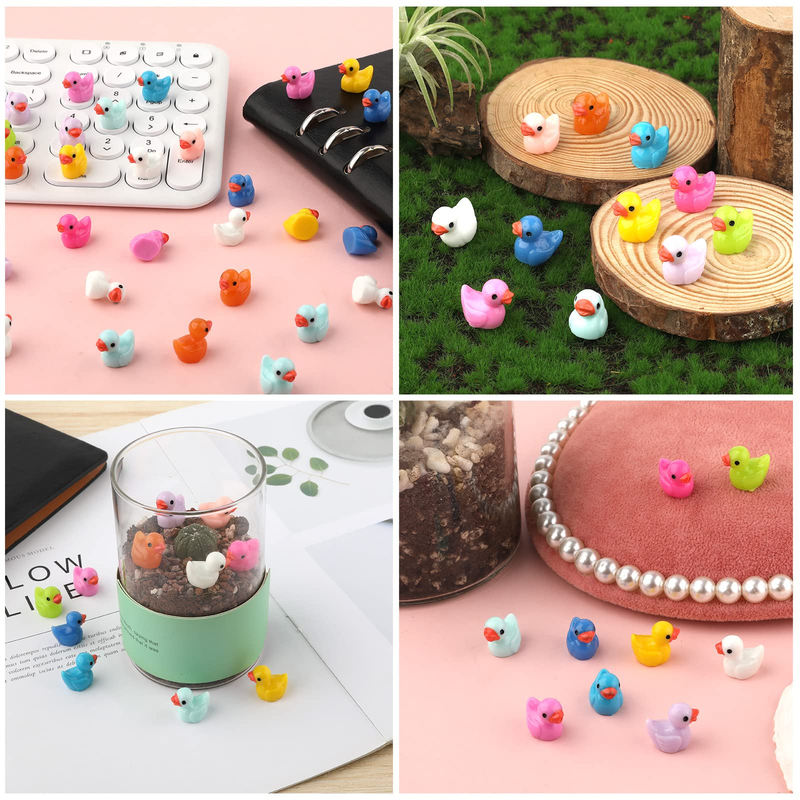 YOUEN 100Pcs Mini Ducks Bright 10 Colors Mini Ducks Resin Mini Luminous Ducks Colourful Small Ducks For Pot Decorations DIY, Garden, Dollhouse_voghion.com