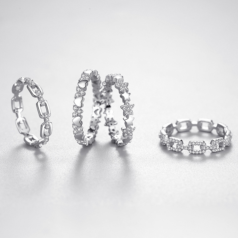 Anello da donna in argento Sterling S925 con catena e dettagli in diamanti, anello trendy e versatile da indossare tutti i giorni, elegante gioiello da dito._voghion.com