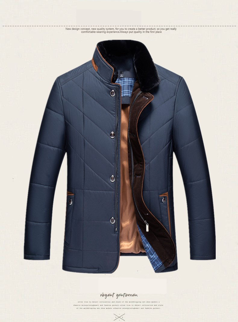 Men's Clothing Warm Winter Jacket With Stand Collar Thickened Polyester Filling Multi-Pocket Design Slim Fit Casual Coat Middle-Aged /Green/Burgundy_voghion.com