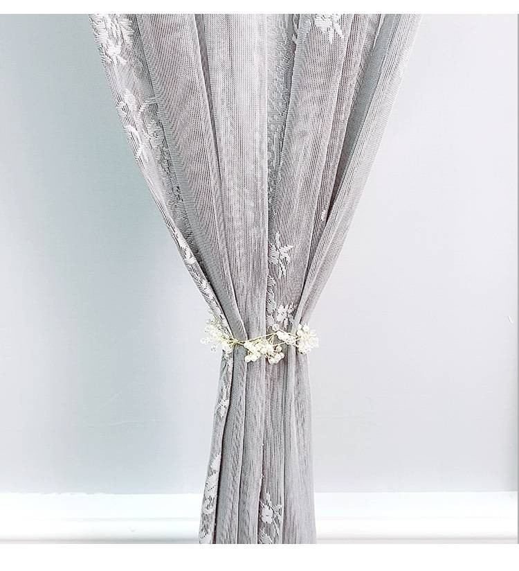 Linen-Blend Lace Sheer Curtains – Modern Boho Voile Drapes For Living Room, Bedroom & Commercial Spaces (Green/Gray)_voghion.com