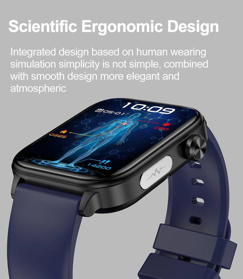 Smartwatch With ECG & Non-Invasive Blood Glucose Monitoring, Bluetooth Calling, 14-Day Battery, Blood Oxygen Tracking, IOS Compatible_voghion.com