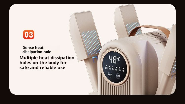 Multi-Prong Shoe Dryer – Fast Drying, Adjustable Timer, Universal Voltage (220V/110V Options) – Cream White/Black Purple_voghion.com