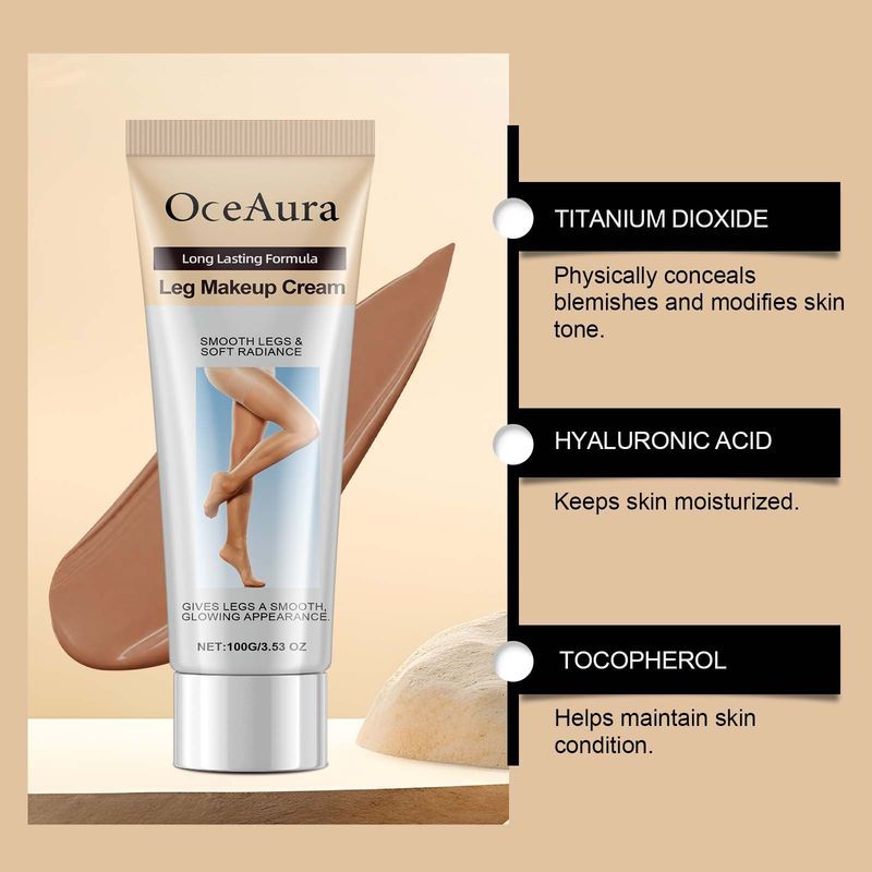 Fondotinta in crema OceAura Dark Skin Tone Concealer, colore naturale e uniforme delle gambe, leggero e non appiccicoso_voghion.com