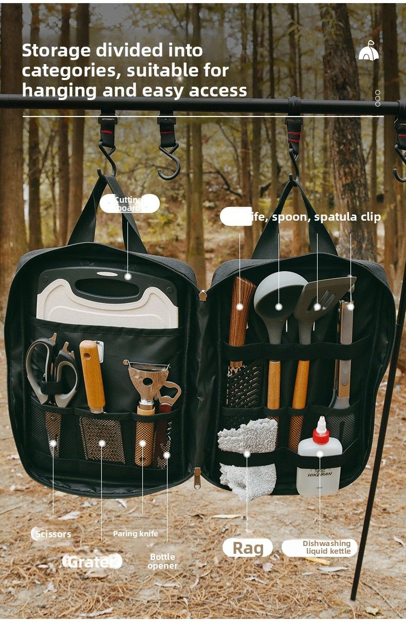 Campin Portable Set Outdoor BBQ Picnic Pot Spatula Knife Multi-functional Cookware Combination Cuttin Board Storae_voghion.com
