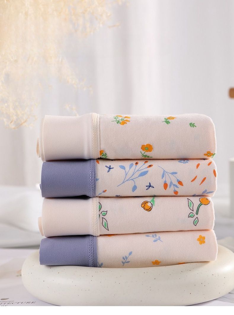 Sieviešu apakšveļa ar augstu jostasvietu, bezšuvju, elastīga, mīksta, elpojoša, ērta, ar ziedu rakstu, pilnībā pārklājošas dāmu biksītes._voghion.com