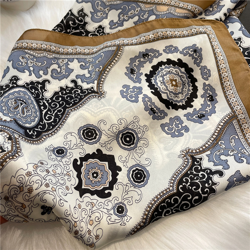 Pañuelo cuadrado pequeño occidentalizado, pañuelo de seda, pañuelo de seda de imitación para mujer, chal estampado, pañuelo de protección solar, diadema,_voghion.com