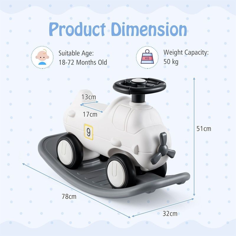 3-in-1 Toddlers Rocking Horse & Sliding Car Baby Ride On Toy W/Wheels_voghion.com