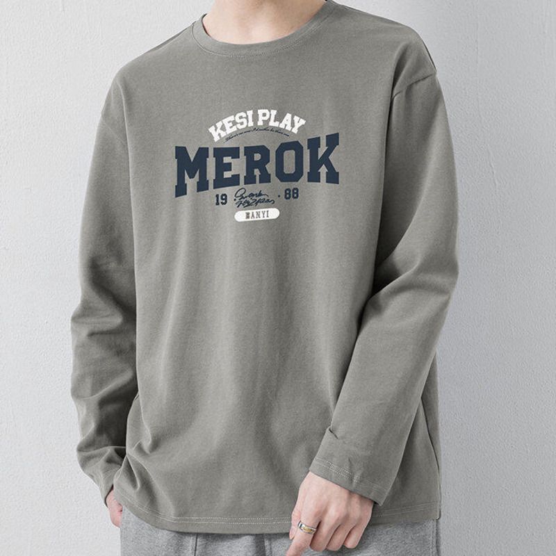 Baleno Pure Cotton Thin Printed Long Sleeve T-S For Men 2025 Spring Loose Fit Plus Size Versatile Solid Color_voghion.com