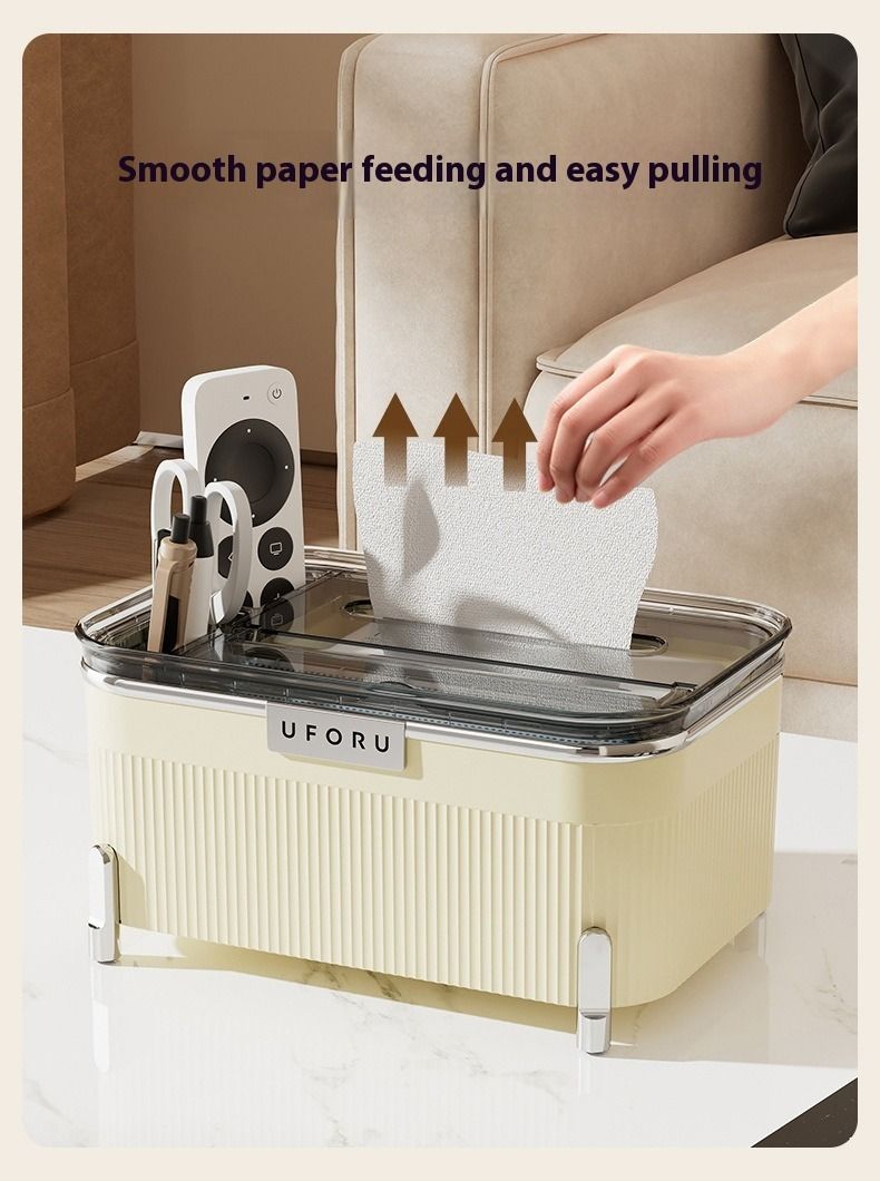 Papierhandtuchbox, multifunktionale, rutschfeste Aufbewahrungsbox für Gesichtstücher im Wohnzimmer, große Kapazität für die Papierpumpe im Badezimmer, leichter Luxus_voghion.com