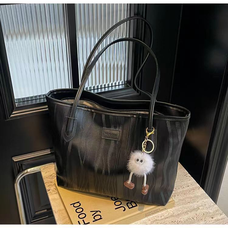 Women's Large Capacity Tote Bag - Mini Crossbody Shoulder Bag For Work, Commute & Casual Outfits, Lightweight Polyester With Detachable White Charm_voghion.com