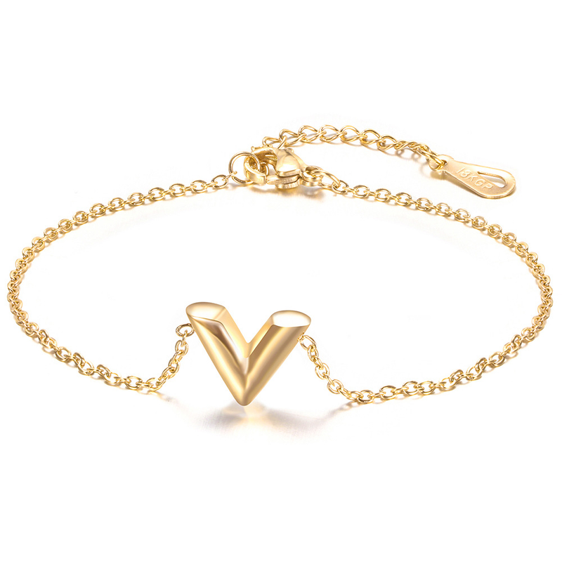 Modeset met V-vormige hanger, schakelketting, armband en oorbellen van roestvrij staal voor dames_voghion.com