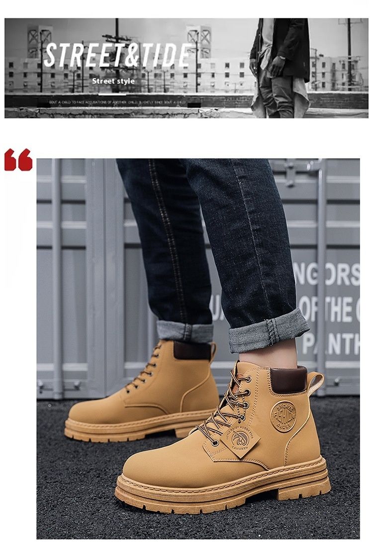 Men Shoes Fashion Motorcycle Boot Waterproof Leather Boots Spring Lace-Up Platform Boot New High Top Boots For Men Botas Hombre_voghion.com