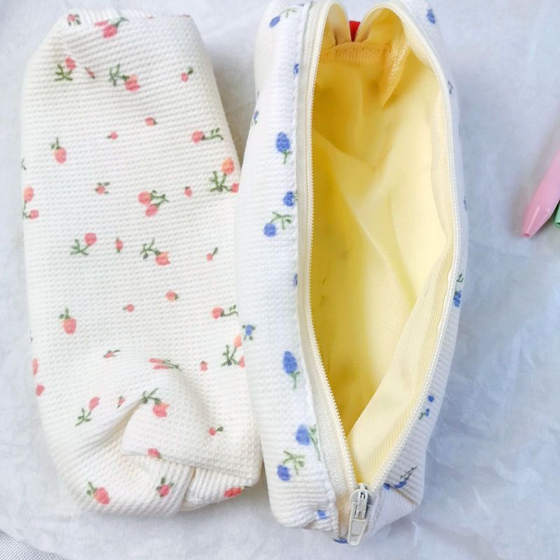 Ins – petite trousse à crayons florale Simple faite maison, Mini sac de rangement de papeterie en forme de cœur de fille fraîche_voghion.com